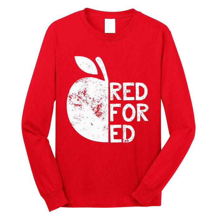 I Support Public Education Red For Ed Teacher Gift Long Sleeve Shirt