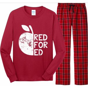 I Support Public Education Red For Ed Teacher Gift Long Sleeve Pajama Set