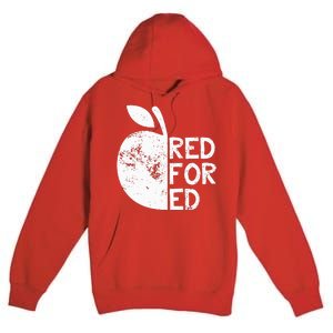 I Support Public Education Red For Ed Teacher Gift Premium Pullover Hoodie