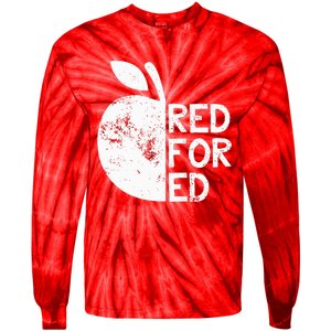 I Support Public Education Red For Ed Teacher Gift Tie-Dye Long Sleeve Shirt