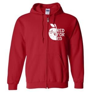 I Support Public Education Red For Ed Teacher Gift Full Zip Hoodie