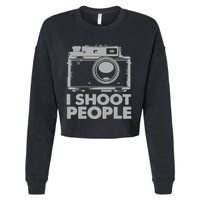 I Shoot People White Camera Cropped Pullover Crew