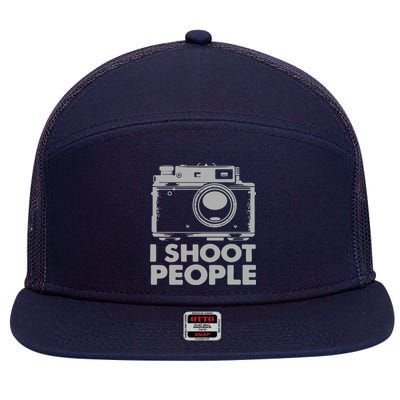 I Shoot People White Camera 7 Panel Mesh Trucker Snapback Hat