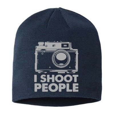 I Shoot People White Camera Sustainable Beanie