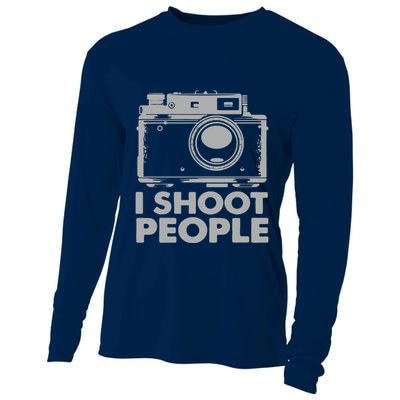 I Shoot People White Camera Cooling Performance Long Sleeve Crew
