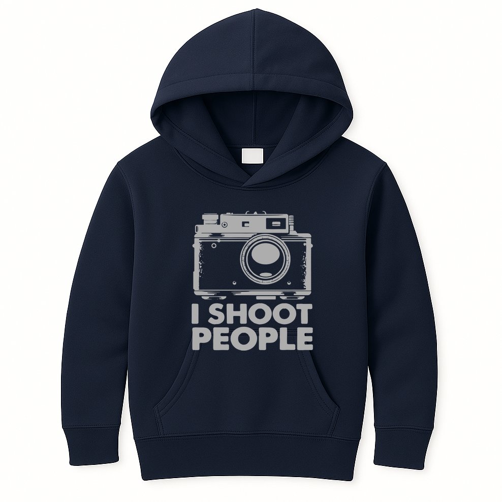 I Shoot People White Camera Kids Hoodie