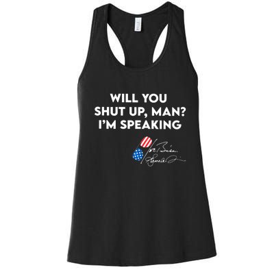 IM Speaking Quote With American Flag Mic Graphic Women's Racerback Tank