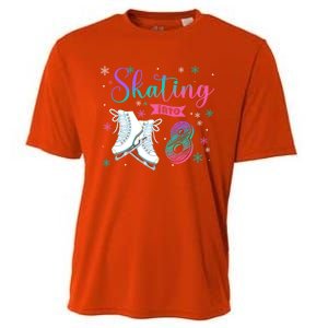 Ice Skating Rolling 8th Birthday Party Family Matching Great Gift Cooling Performance Crew T-Shirt