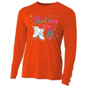 Ice Skating Rolling 8th Birthday Party Family Matching Great Gift Cooling Performance Long Sleeve Crew