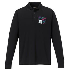 Ice Skating Rolling 8th Birthday Party Family Matching Great Gift Performance Long Sleeve Polo