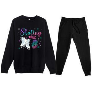 Ice Skating Rolling 8th Birthday Party Family Matching Great Gift Premium Crewneck Sweatsuit Set