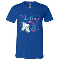 Ice Skating Rolling 8th Birthday Party Family Matching Great Gift V-Neck T-Shirt