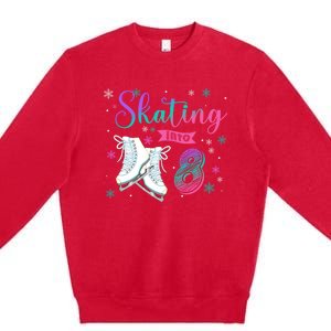 Ice Skating Rolling 8th Birthday Party Family Matching Great Gift Premium Crewneck Sweatshirt