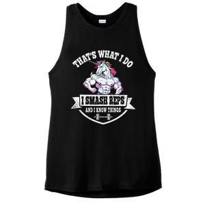 I Smash Reps Funny Unicorn Workout Training Ladies PosiCharge Tri-Blend Wicking Tank