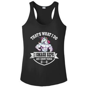 I Smash Reps Funny Unicorn Workout Training Ladies PosiCharge Competitor Racerback Tank