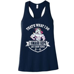 I Smash Reps Funny Unicorn Workout Training Women's Racerback Tank