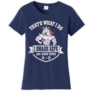 I Smash Reps Funny Unicorn Workout Training Women's T-Shirt