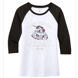 I Smash Reps Funny Unicorn Workout Training Women's Tri-Blend 3/4-Sleeve Raglan Shirt