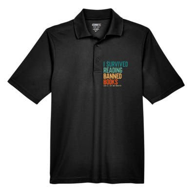 I Survived Reading Banned Books Book Lover Bookaholic Men's Origin Performance Piqué Polo