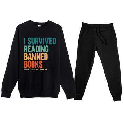 I Survived Reading Banned Books Book Lover Bookaholic Premium Crewneck Sweatsuit Set