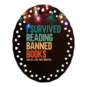 I Survived Reading Banned Books Book Lover Bookaholic Ceramic Oval Ornament