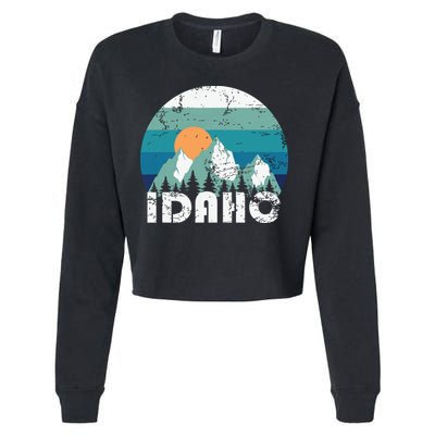 Idaho State Retro Vintage Cropped Pullover Crew