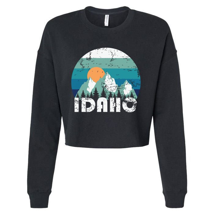 Idaho State Retro Vintage Cropped Pullover Crew