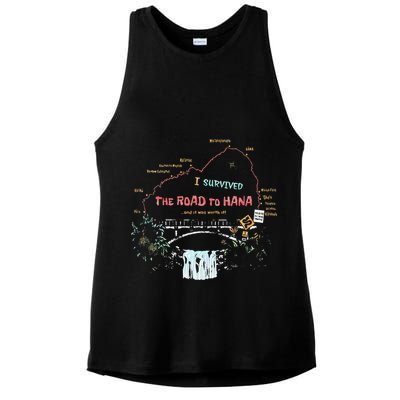 I Survived Road To Hana Maui Island Hawaiian Beach Summer Ladies PosiCharge Tri-Blend Wicking Tank
