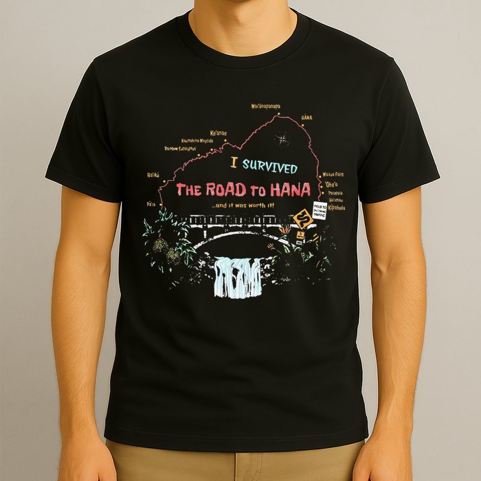 I Survived Road To Hana Maui Island Hawaiian Beach Summer T-Shirt