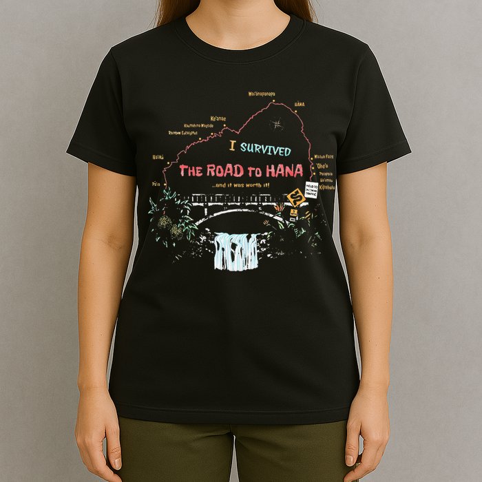 I Survived Road To Hana Maui Island Hawaiian Beach Summer T-Shirt