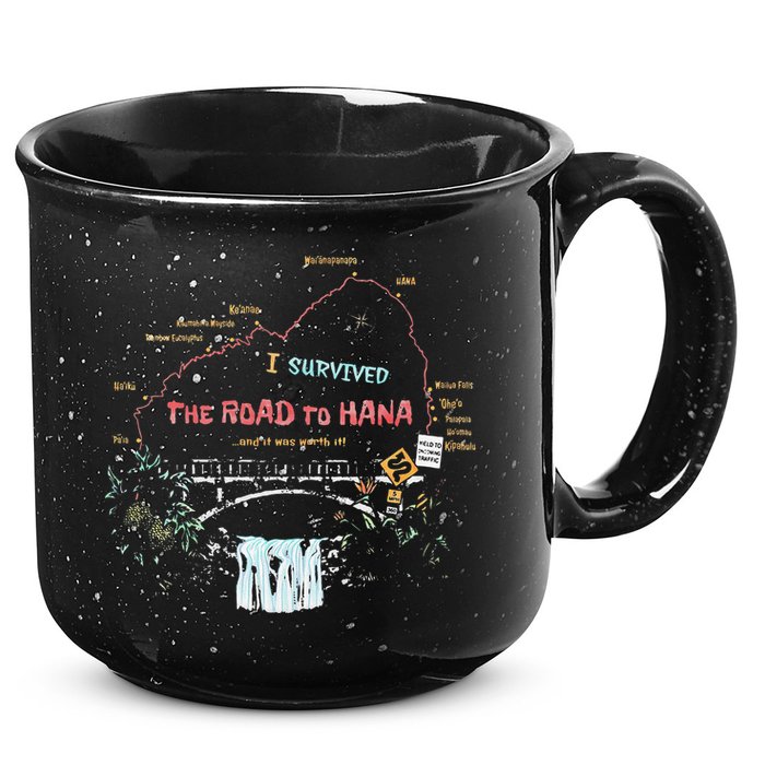 I Survived Road To Hana Maui Island Hawaiian Beach Summer 15oz Campfire Ceramic Mug