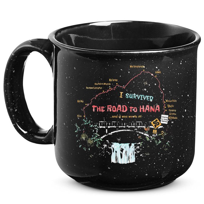 I Survived Road To Hana Maui Island Hawaiian Beach Summer 15oz Campfire Ceramic Mug