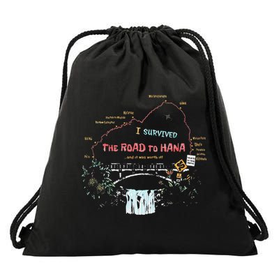 I Survived Road To Hana Maui Island Hawaiian Beach Summer Drawstring Bag