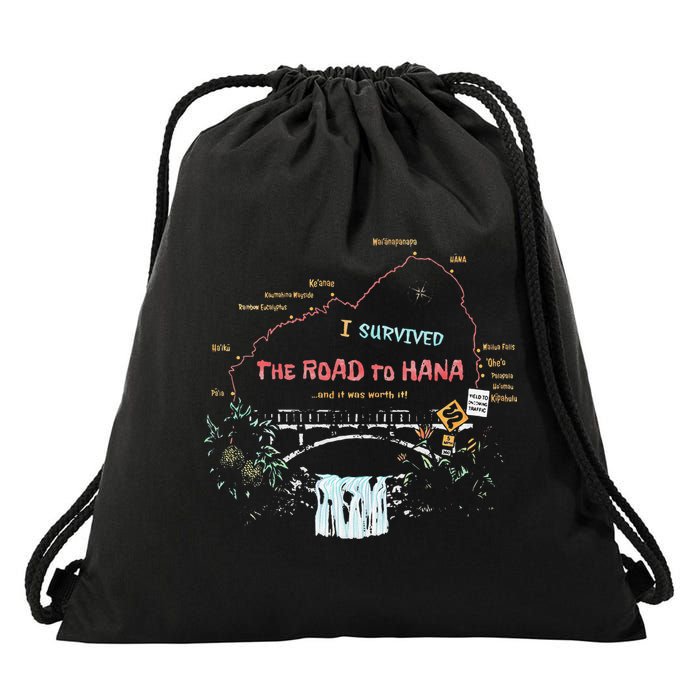 I Survived Road To Hana Maui Island Hawaiian Beach Summer Drawstring Bag