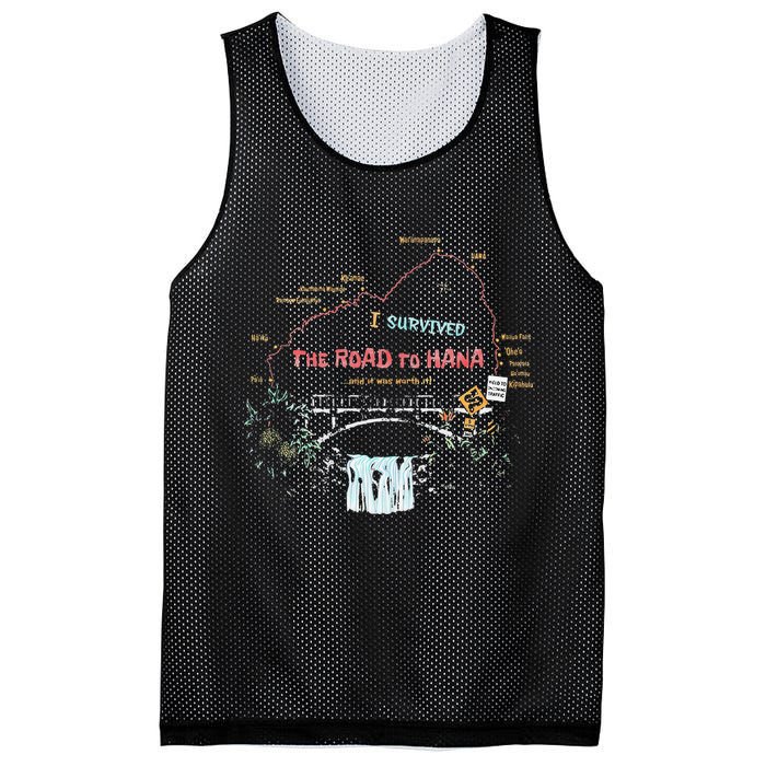 I Survived Road To Hana Maui Island Hawaiian Beach Summer Mesh Reversible Basketball Jersey Tank