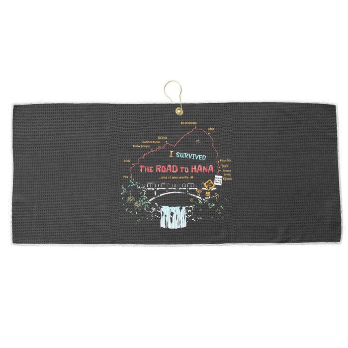 I Survived Road To Hana Maui Island Hawaiian Beach Summer Large Microfiber Waffle Golf Towel
