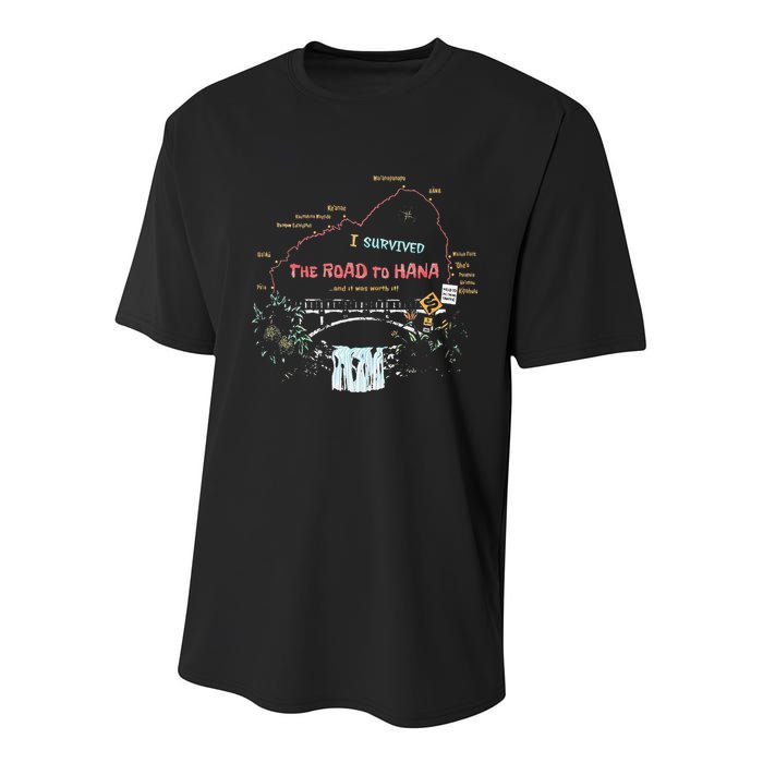 I Survived Road To Hana Maui Island Hawaiian Beach Summer Youth Performance Sprint T-Shirt