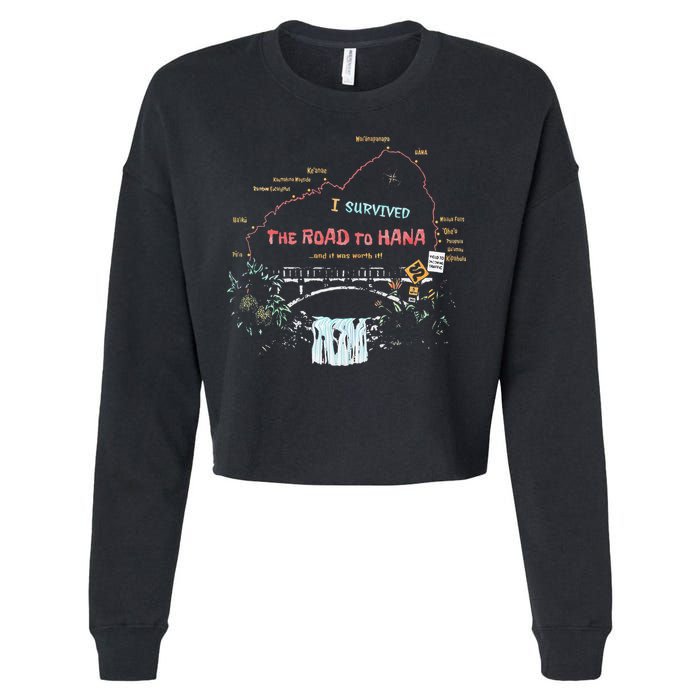 I Survived Road To Hana Maui Island Hawaiian Beach Summer Cropped Pullover Crew