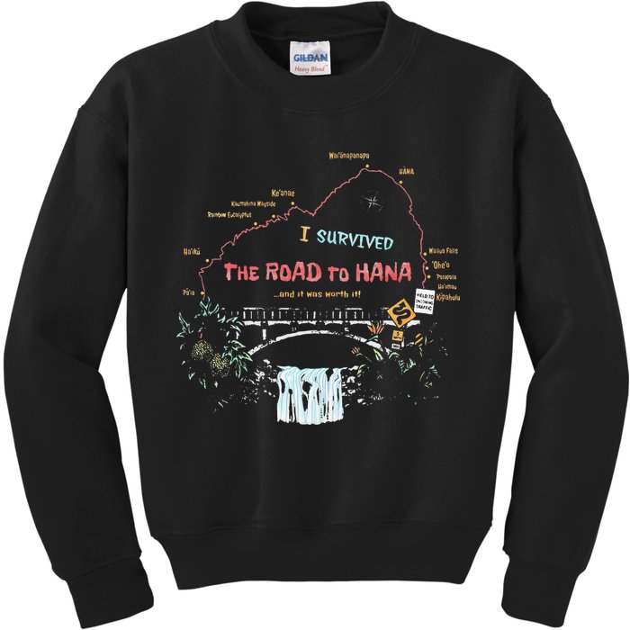 I Survived Road To Hana Maui Island Hawaiian Beach Summer Kids Sweatshirt