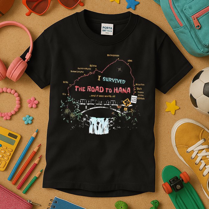 I Survived Road To Hana Maui Island Hawaiian Beach Summer Kids T-Shirt