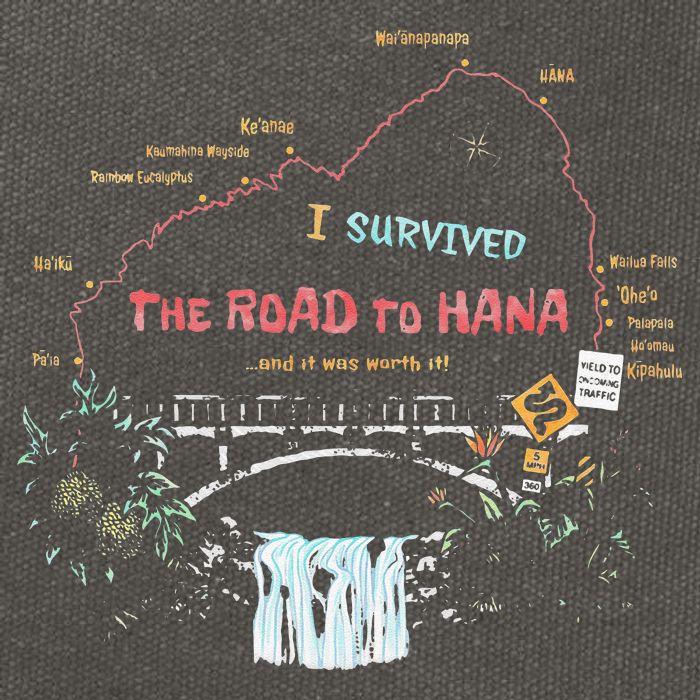 I Survived Road To Hana Maui Island Hawaiian Beach Summer Cotton Canvas Backpack