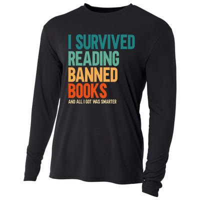 I Survived Reading Banned Books Book Lover Bookaholic Cooling Performance Long Sleeve Crew