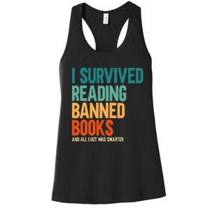 I Survived Reading Banned Books Book Lover Bookaholic Women's Racerback Tank