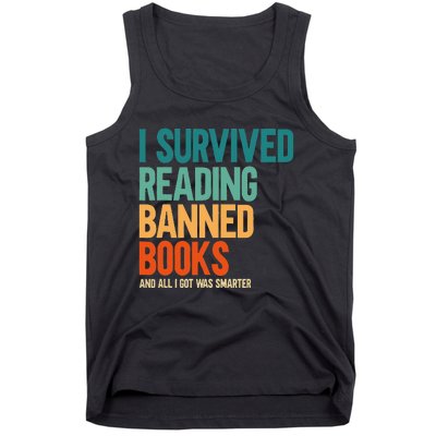 I Survived Reading Banned Books Book Lover Bookaholic Tank Top