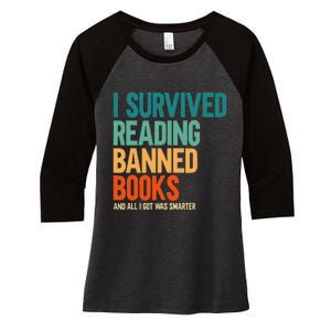 I Survived Reading Banned Books Book Lover Bookaholic Women's Tri-Blend 3/4-Sleeve Raglan Shirt