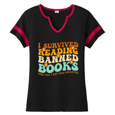 I Survived Reading Banned Books Book Lover Bookaholic Ladies Halftime Notch Neck Tee