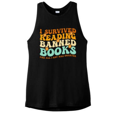 I Survived Reading Banned Books Book Lover Bookaholic Ladies PosiCharge Tri-Blend Wicking Tank