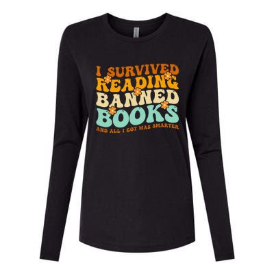 I Survived Reading Banned Books Book Lover Bookaholic Womens Cotton Relaxed Long Sleeve T-Shirt