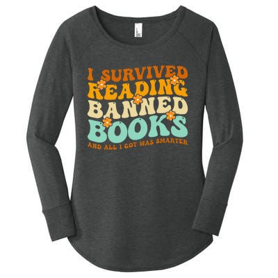 I Survived Reading Banned Books Book Lover Bookaholic Women's Perfect Tri Tunic Long Sleeve Shirt