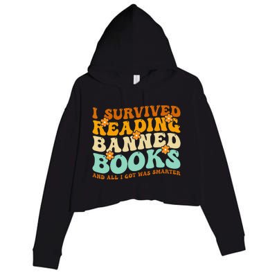 I Survived Reading Banned Books Book Lover Bookaholic Crop Fleece Hoodie